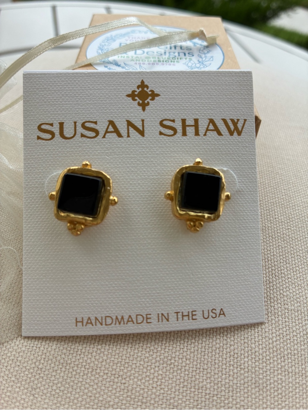 Susan Shaw Charlotte Stud Earrings - Black
